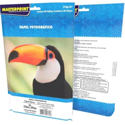 PAPEL FOTO GLOSSY 115G A4 50F - MASTERPRINT