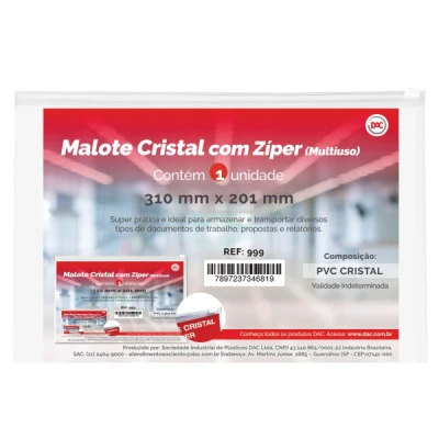 PASTA MALOTE CRISTAL C/ZIPPER 310X201 DAC
