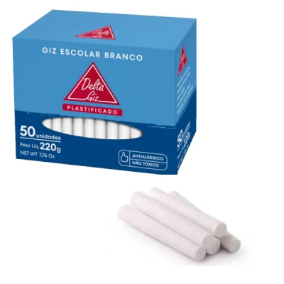 GIZ ESCOLAR BRANCO PLASTIFICADO C/50UNID - DELTA