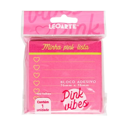 Bloco Adesivo Pink Vibes Lista 76Mmx76mm 100F Leoarte