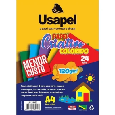 PAPEL CRIATIVO A4 COLORIDO 120G C/24F USAPEL