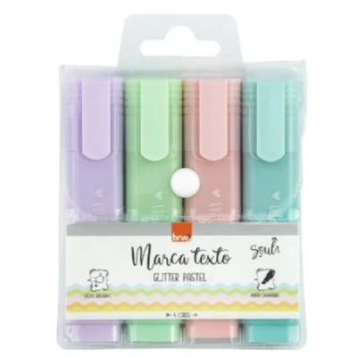 MARCA TEXTO COR PASTEL/GLITTER C/4 CA2025 - BRW