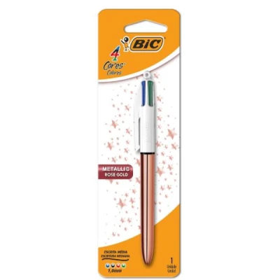 CANETA ESFEROGRAFICA BIC 4 CORES ROSE GOLD BLISTER 520437 - BIC