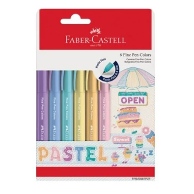 CANETA FINE PEN 0.4 KIT C/6 TOM PASTEL FPB/ES6TPZF FABER-CASTELL