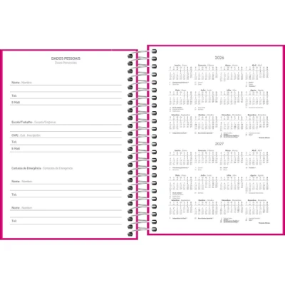 AGENDA ESPIRAL DIÁRIA 11,7 X 16,4 CM PEPPER ROSA 2026 - Tilibra
