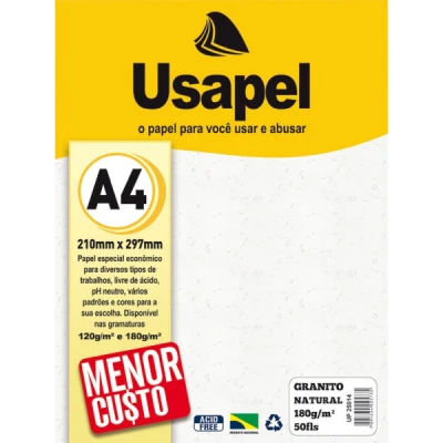 PAPEL GRANITTO A4 180G 50FL NATURAL USAPEL
