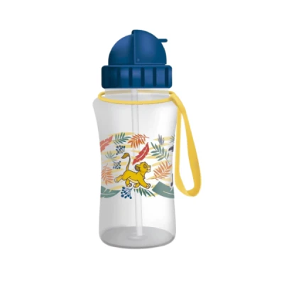 GARRAFA PLASTICA C/ CANUDO E ALCA 450 ML REI LEAO - CAIXA C/ 1 UND LEO LEO
