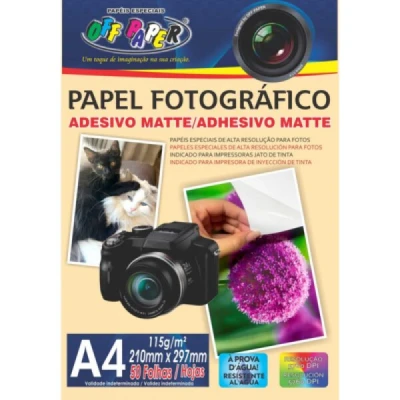 PAPEL FOTO MATE ADESIVO 115G A4 C/50F OFFPAPER