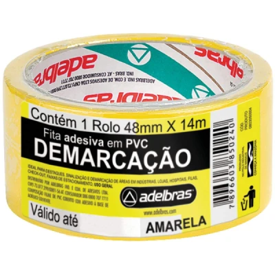 FITA PARA DEMRCAÇÃO DE SOLO PVC 48MM X 47MTS AMARELA - ADELBRAS