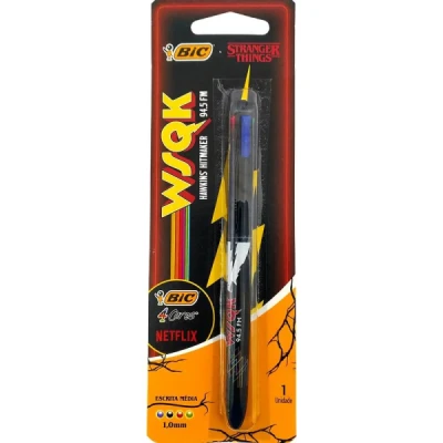 CANETA ESFEROGRAFICA 4 CORES STR. THINGS SQUAWK BLISTER 530006 - BIC