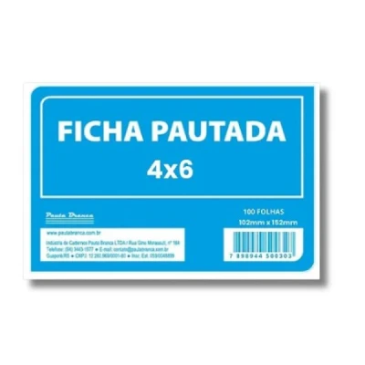 FICHA PAUTADA 4X6 15.2X10.2CM PCT/100 - PAUTA BRANCA