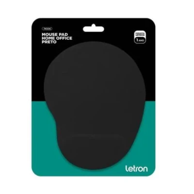 MOUSE PAD HOME OFFICE PRETO EMBORRACHADO 27X19 CM ERGONOMICO LETRON