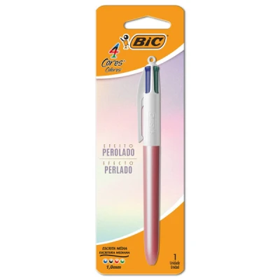 CANETA BIC ESFEROGRAFICA 4 CORES PEROLADO ROSA  530018 - BIC