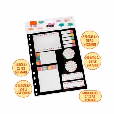 Bloco Smart Notes Multiples Fichário - 11 Blocos c/ 25 Folhas - BRW - (BA0701)