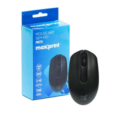 MOUSE SEM FIO OPTICO AIRY PRETO 2.4G REF60000139 MAXPRINT